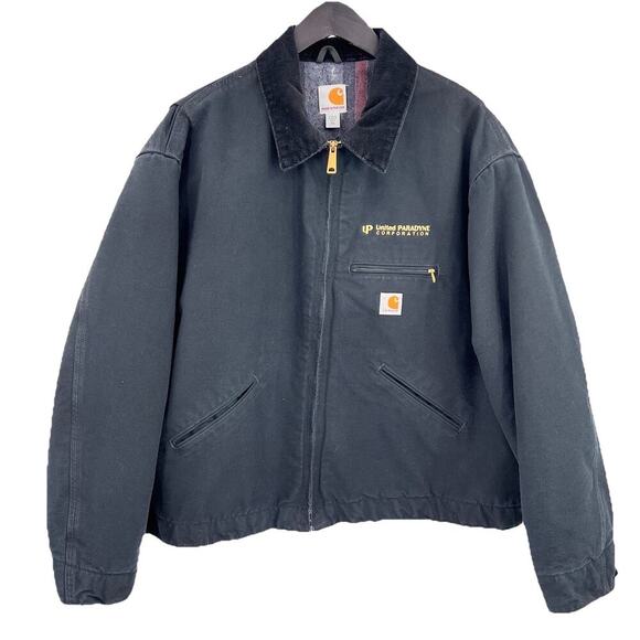 VINTAGE Carhartt Jacket Mens 3XL Black Detroit Canvas Blanket Lined J001 USA - Picture 1 of 14